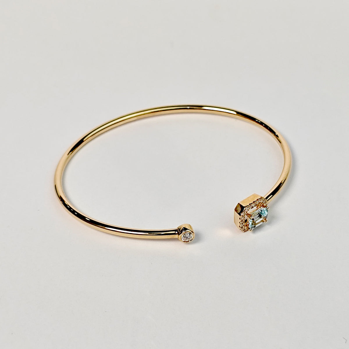 Brazalete Cuadro Aguamarina Con Diamantes