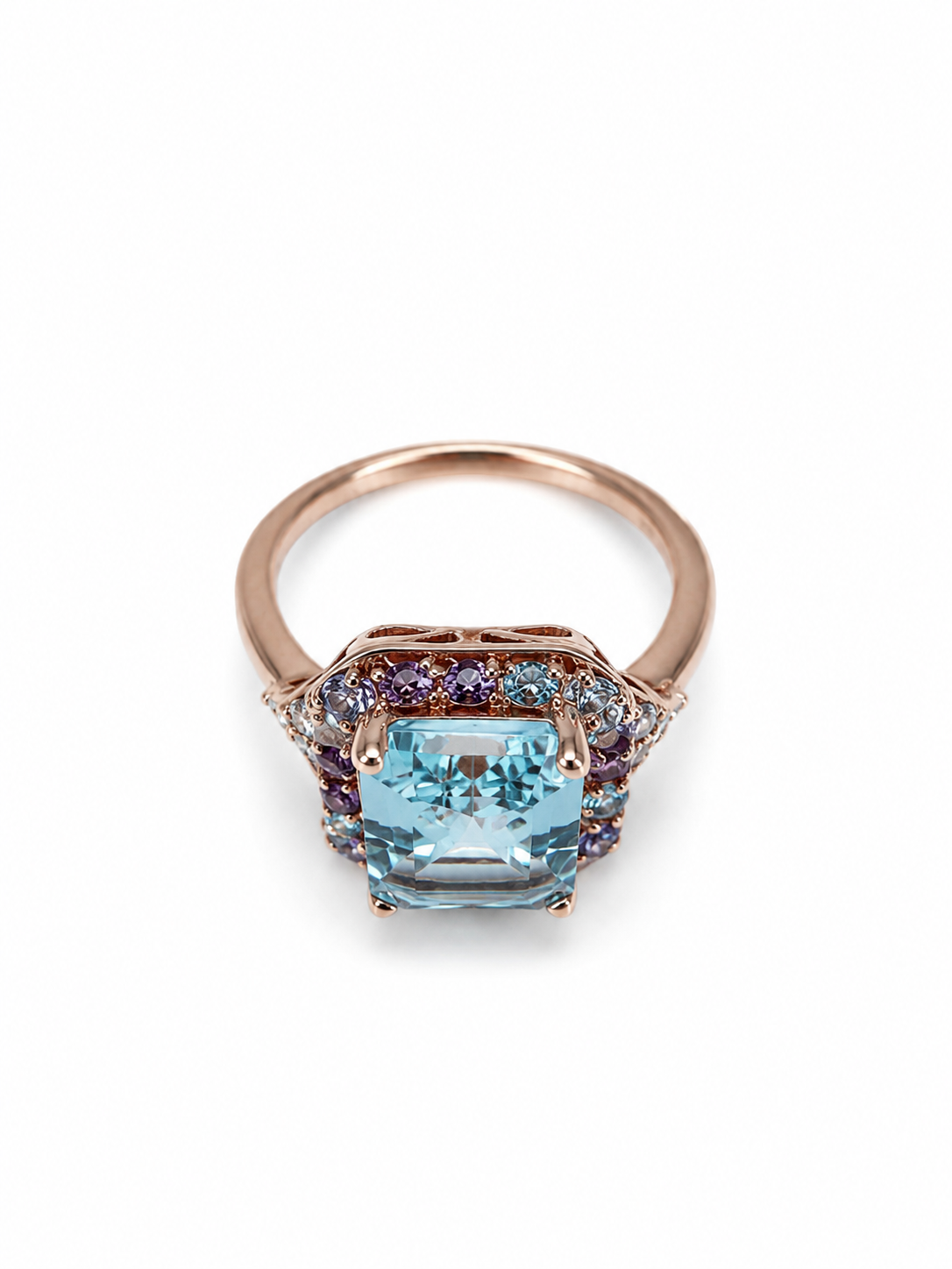 Anillo Catalina: Aguamarina, Amatista, Amatista Rosa, Topacio Azul, Tanzanita con Diamantes