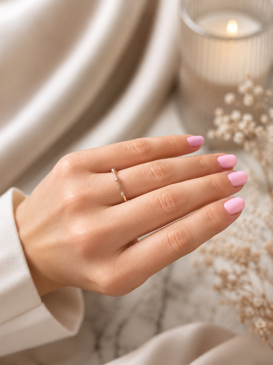 Anillo de diamantes bambú