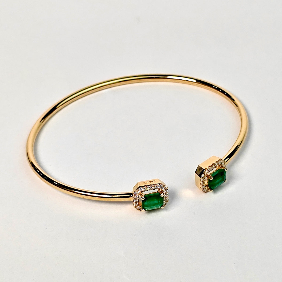 Brazalete Doble Cuadro Esmeralda Con Diamantes