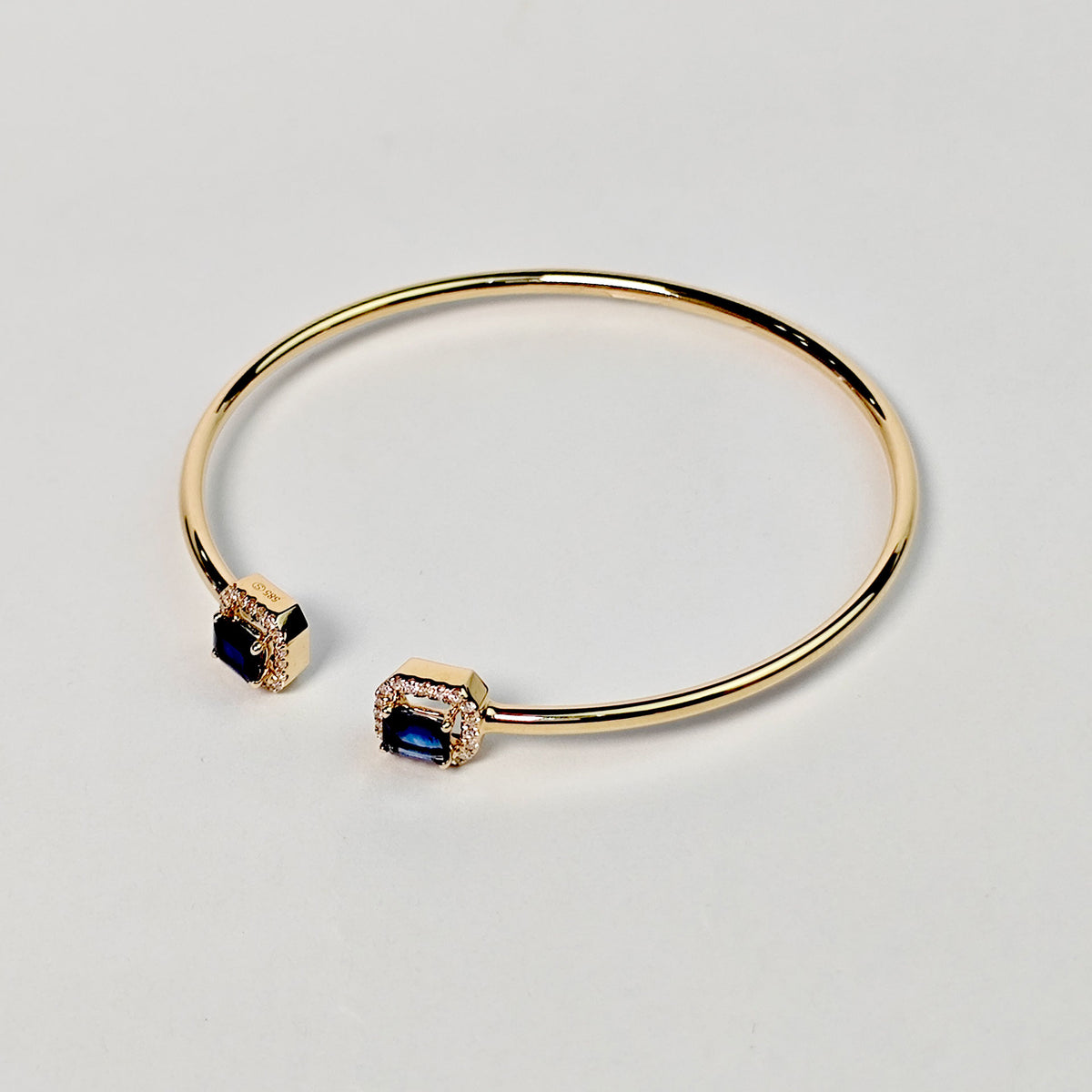 Brazalete Doble Cuadro Zafiro con Diamantes