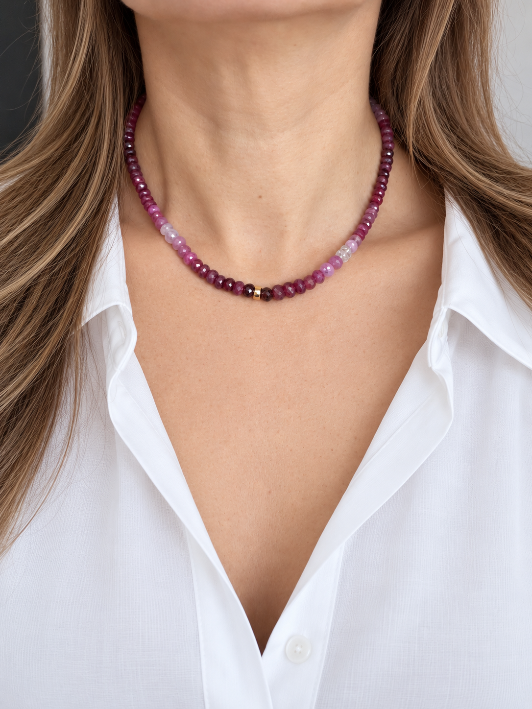 Collar de rubies chunky con dona