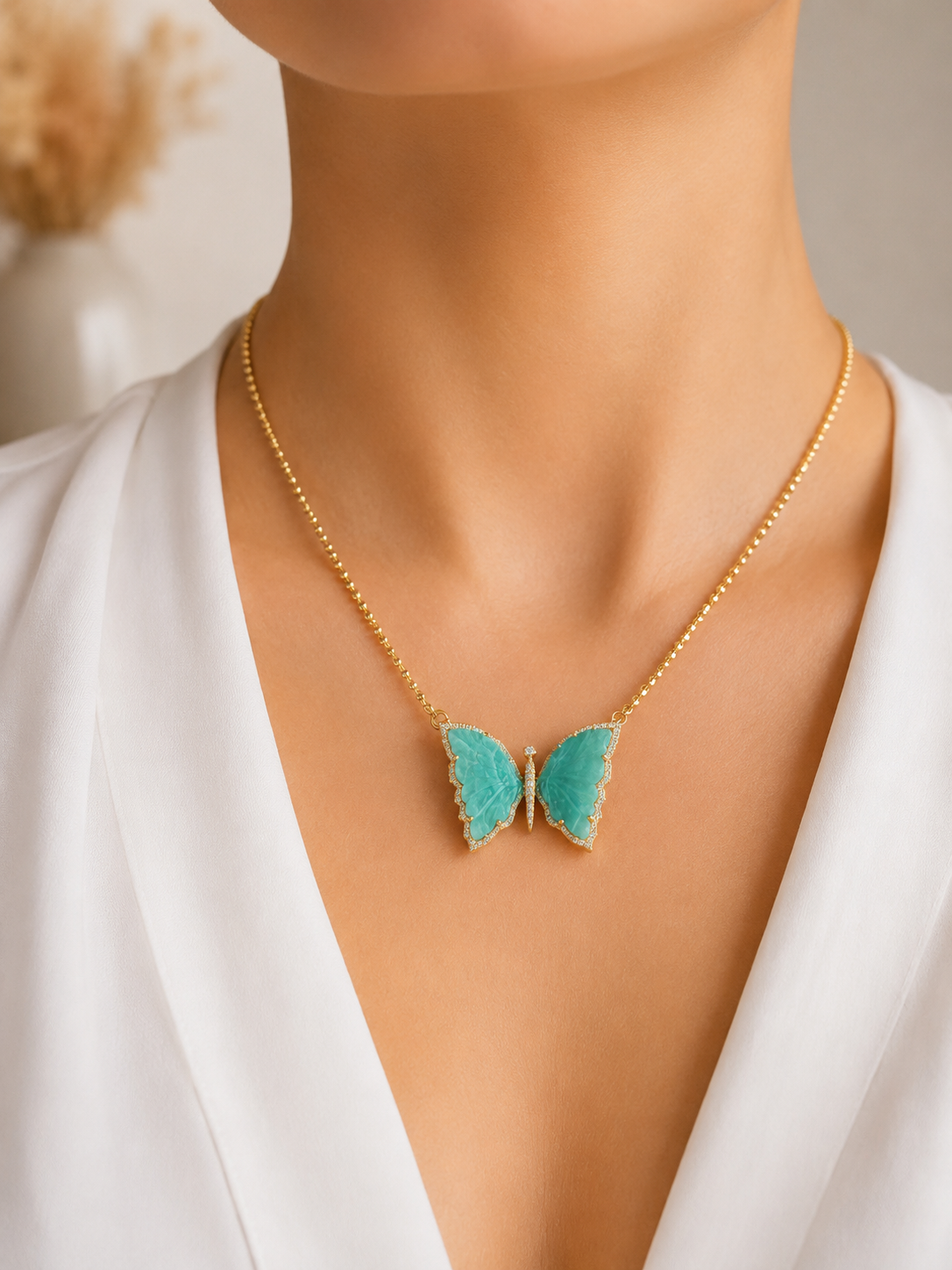 Collar mariposa amazonita