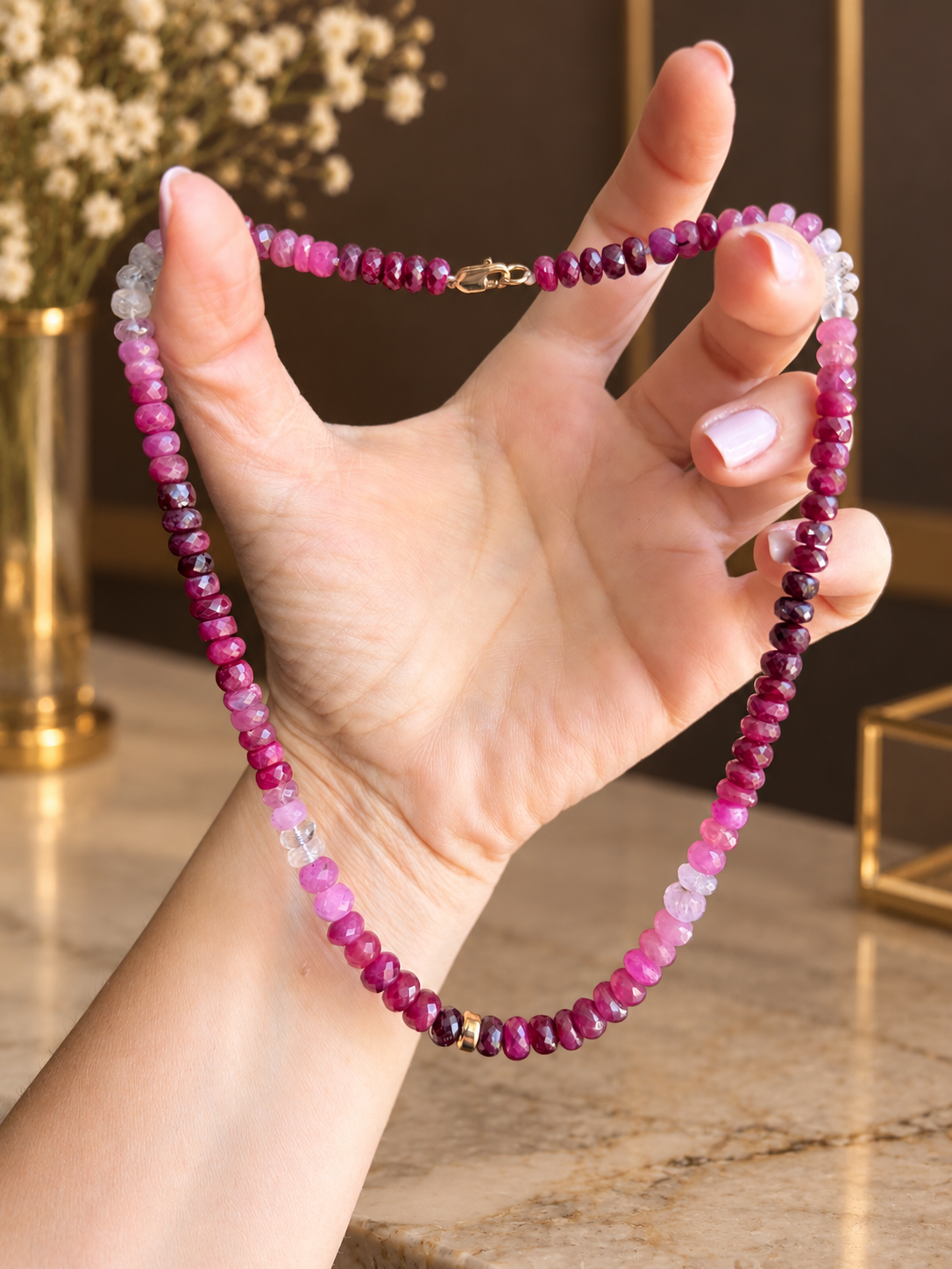 Collar de rubies chunky con dona