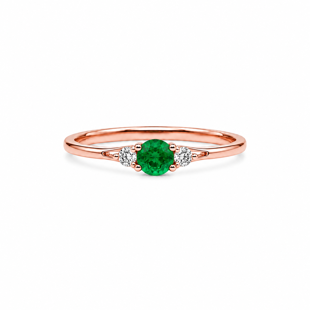 Anillo Esmeralda Redonda Con Diamantes
