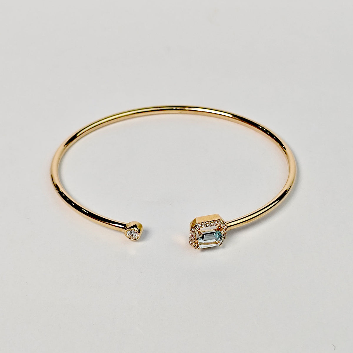 Brazalete Cuadro Aguamarina Con Diamantes