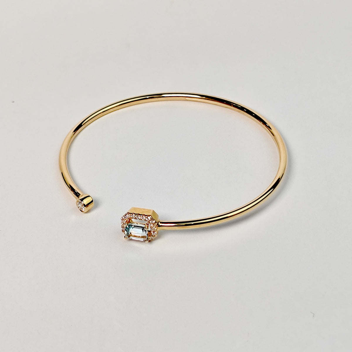 Brazalete Cuadro Aguamarina Con Diamantes