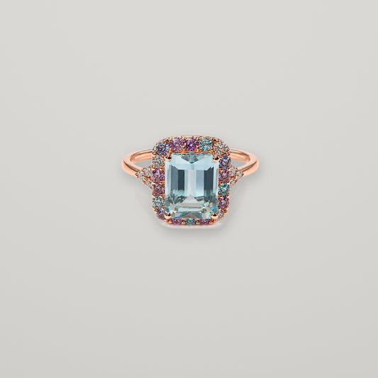 anillo catalina aguamarina amatista amatista rosa topacio azul tanzanita con diamantes