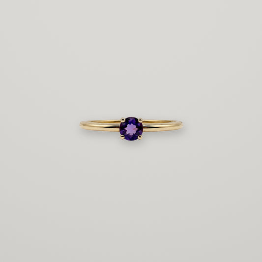 anillo solitario amatista