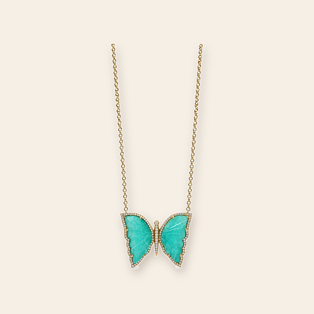 collar mariposa amazonita fondo crema