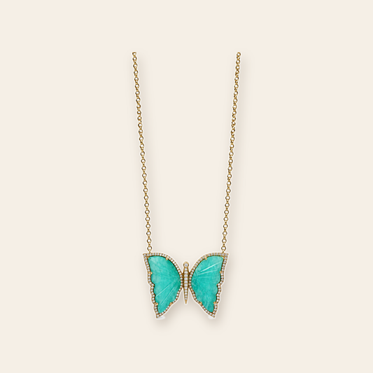 collar mariposa amazonita fondo crema