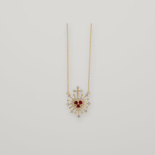 sagrado corazon trepaud de rubies y diamantes 9k